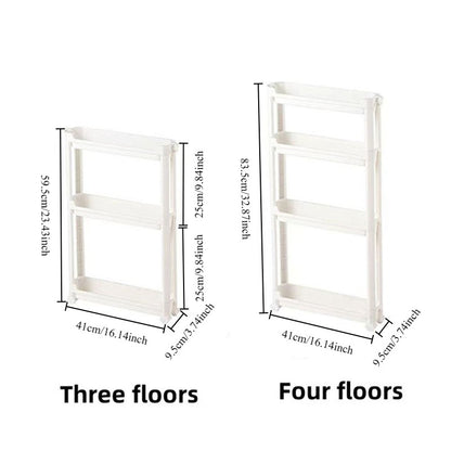 Behind The Door Storage Cabinet Bathroom and Kitchen Storage Rack Multi-layer Narrow Cabinet Space Saving Trolley Storage Rack