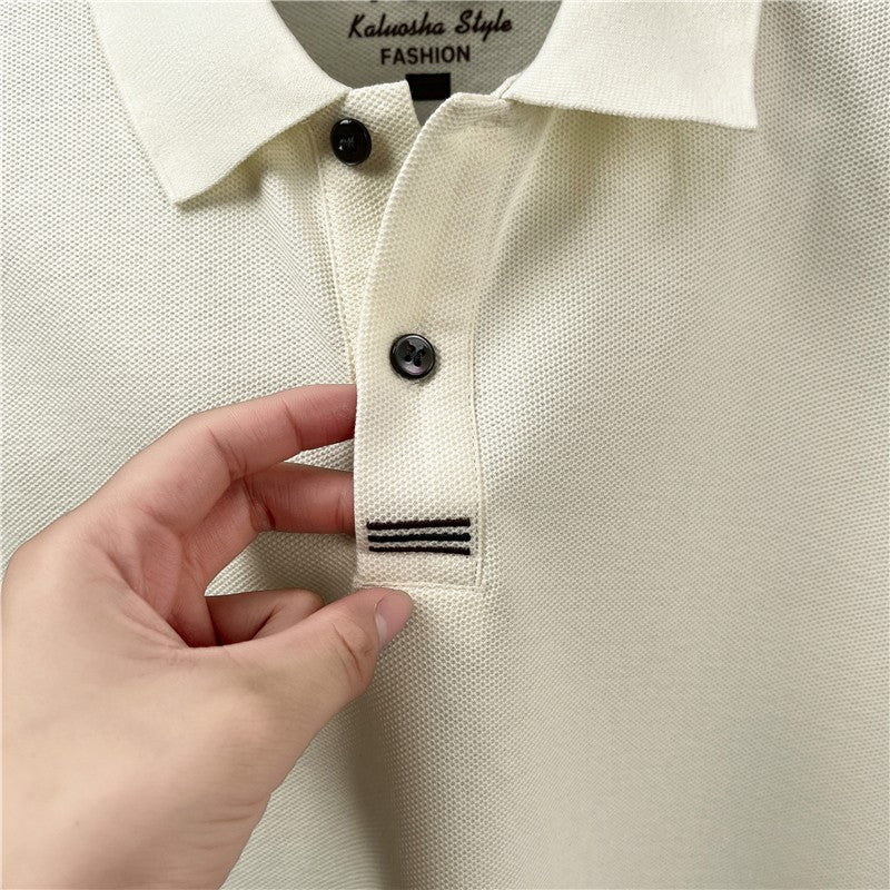 100Cotton Original Quality Men's Polo Shirt Simple Front Embroid Long Sleeve Autumn Lapel T-Shirt Business Casual Trend Menswear