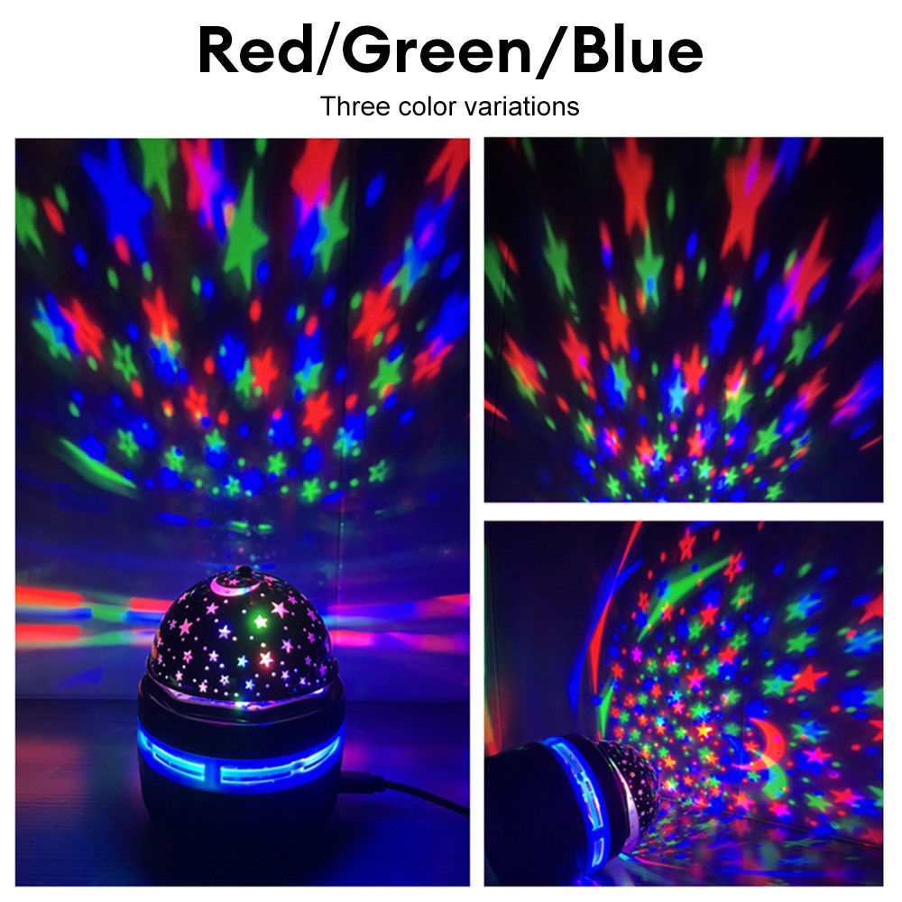 LED Starry Sky Lights Bedroom NightLights 5V USB Decoration Atmosphere Projector Lamp 360° Rotating For Weddings Christmas