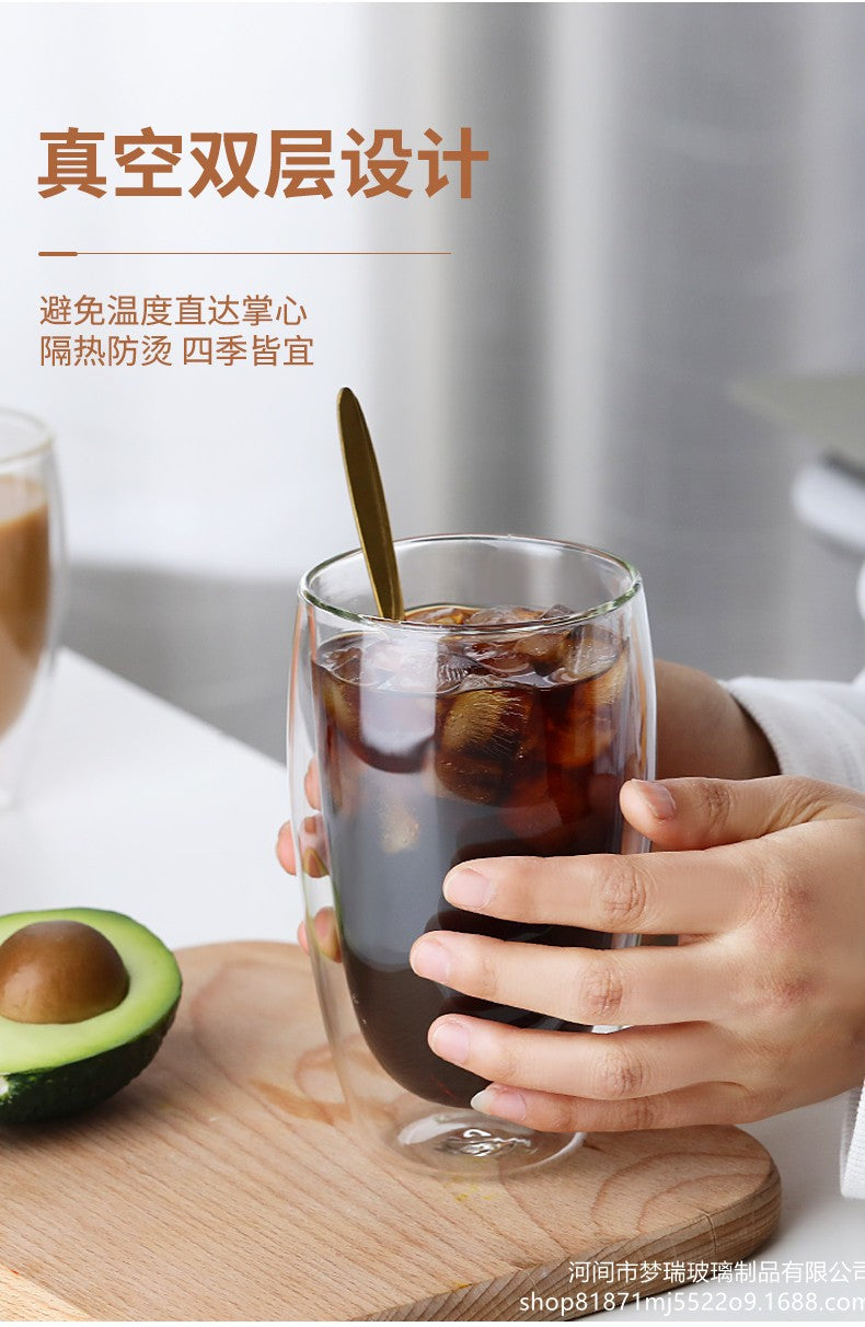 Copo de Vidro de Parede Dupla Resistente ao Calor 80-650ml Copos Transparentes para Cerveja Leite Café Água Atacado Conjunto de Canecas de Vidro para Beber Presente