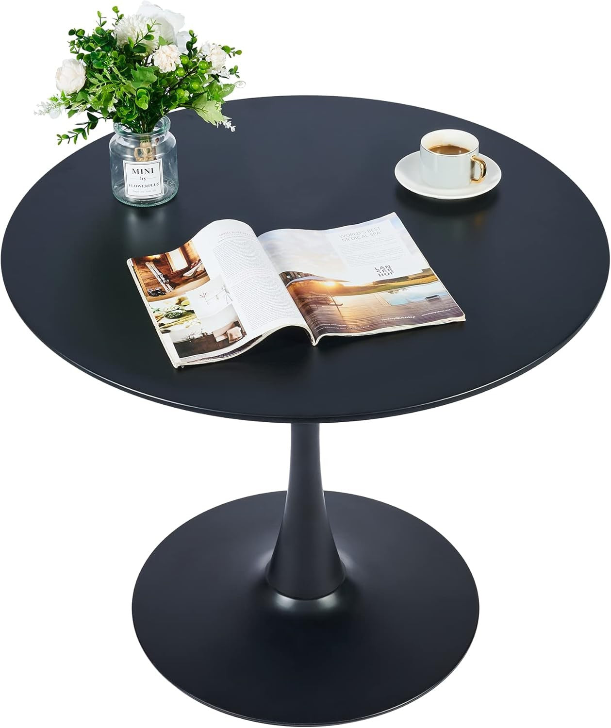 Small Pedestal Table for Dining Room Kitchen Living Room Round Dining Table, 36 Inch Tulip Table with MDF Top and Steel Base