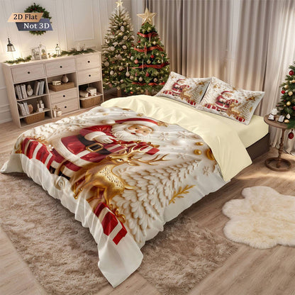 Jogo de Cama Sem Fio com Estampa de Boneco de Neve Feliz Natal 3 Peças Vários Tamanhos Decoração de Quarto Lavável na Máquina