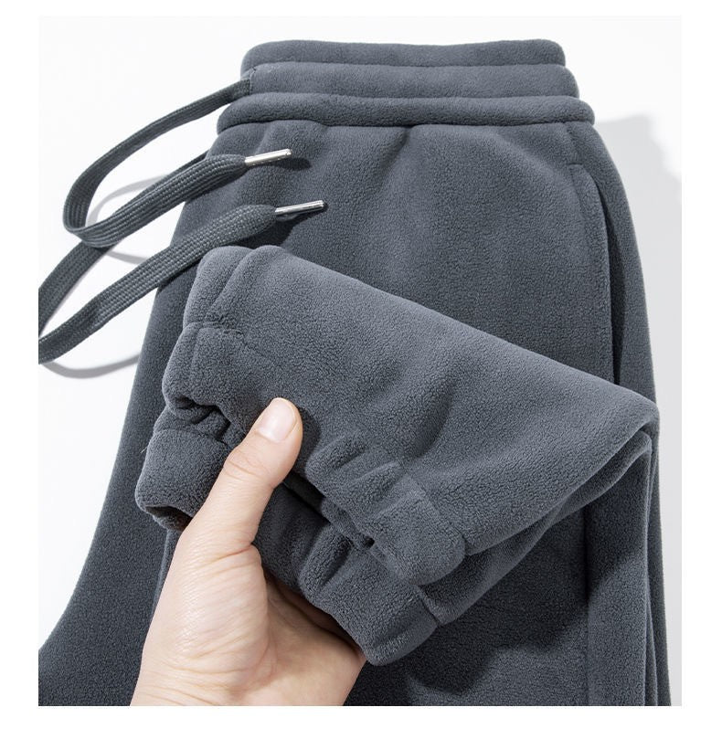 Calça Masculina Moletom Jogger Dupla Face, Mais Grossa, Folgada, Quente, Inverno, Estilo Jovem Casual, Cintura Elástica e Cor