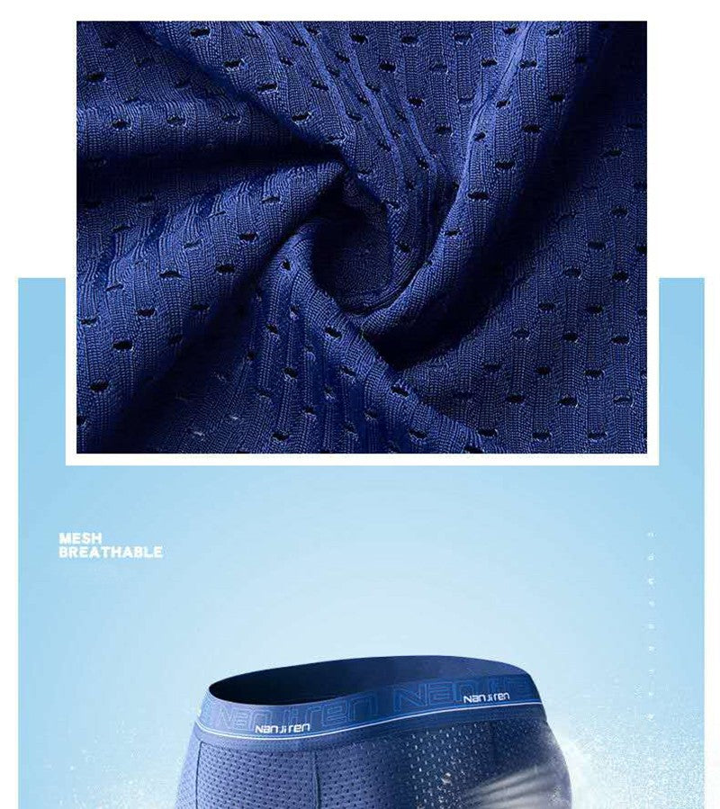 4pcs Men's Boxer Shorts Ice Silk Underwear Plus Size Underpants Cool Breathable Sexy Slim Panties Mesh Lingerie Wholesale Lots