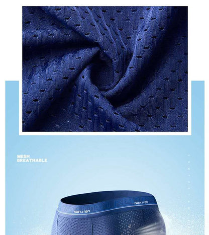 4pcs Men's Boxer Shorts Ice Silk Underwear Plus Size Underpants Cool Breathable Sexy Slim Panties Mesh Lingerie Wholesale Lots