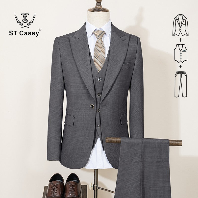 ST Cassy High Quality Men's Suit Summer thin Green  Slim Fit Formal Business Office Men's Suits?jacket+Vest+Pants?