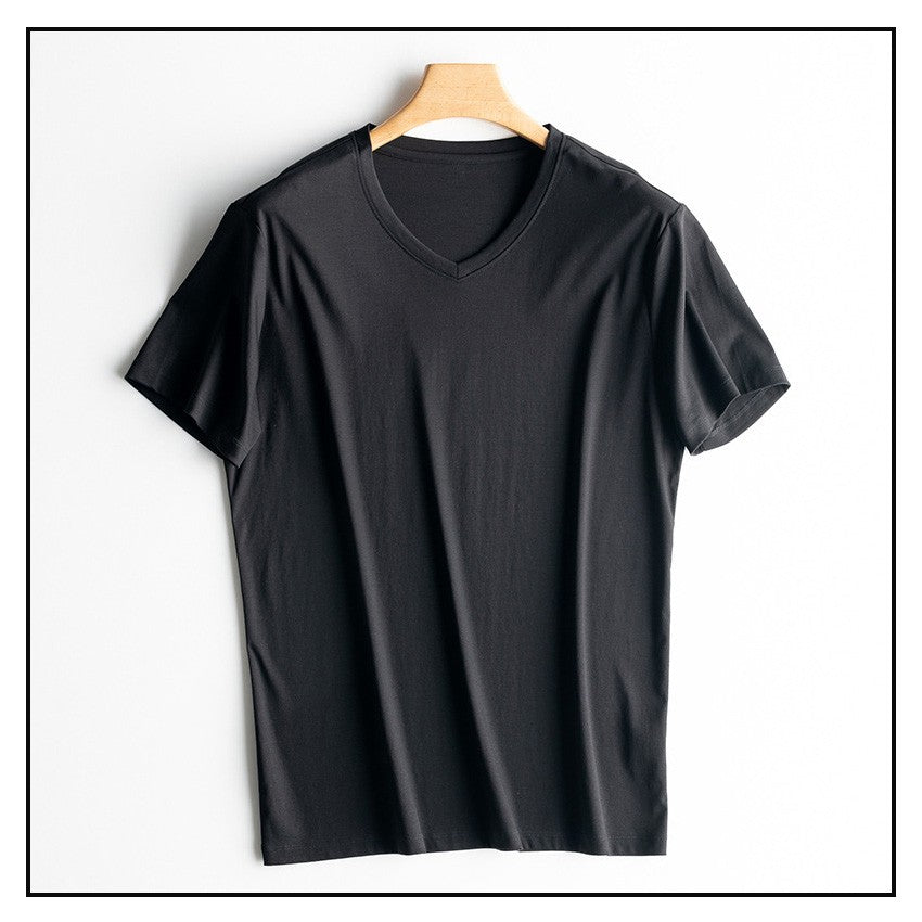 SuyaDream Mens Solid Tee Cotton Silk Blend Plain O neck Short Sleeved Cozy T Shirts 2025 Summer Simple Chic Top White Black