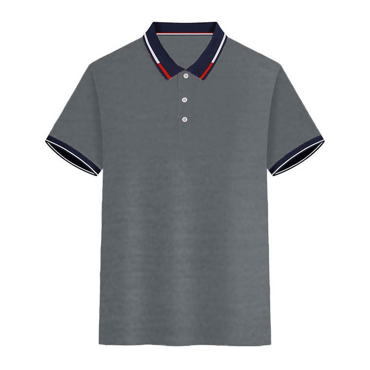 Men's new top Polo shirt T-shirt Summer men's short sleeve color lapel casual fashion white shirt T-shirt men's short sleeve