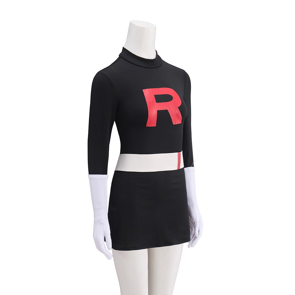 Anime Team Rocket Grunt Cosplay Costumes Anime Black Uniform Hat Halloween Cosplay Costume Full Set Women Men Carnival Party