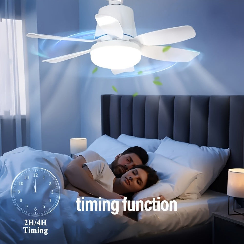 LED smart ceiling fan light with remote control, timer, 6 fan blades, 3 speeds, adjustable brightness and color temperature