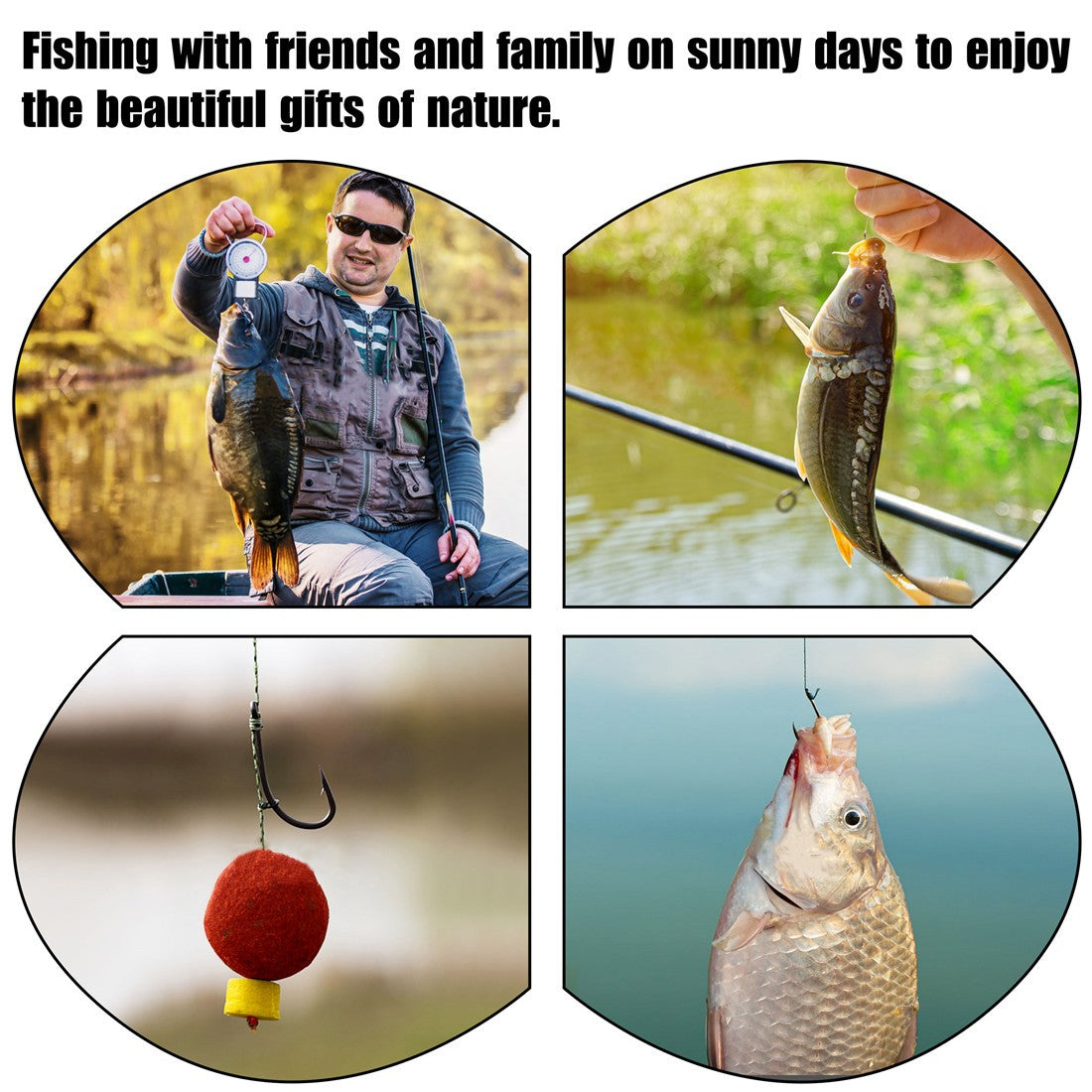 12 anzóis de pesca de carpa pré-amarrados com linha, para carpa, prontos para usar com iscas boilies, equipamento de pesca de carpa.
