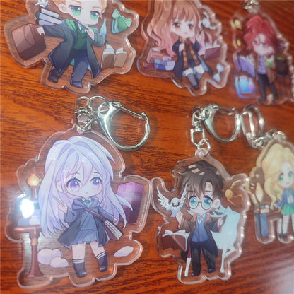 Anime Harry Potter Hermione Granger Rony Weasley Draco Malfoy Cosplay Chaveiro de Acrílico Pingente Acessórios de Halloween Presente