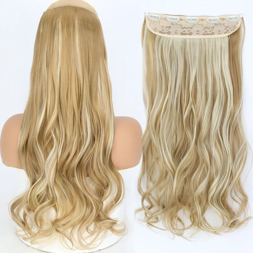 Extensão de Cabelo Liso Comprido de Fibra Sintética Resistente ao Calor com 5 Clipes 22"32" Preto Castanho Loiro
