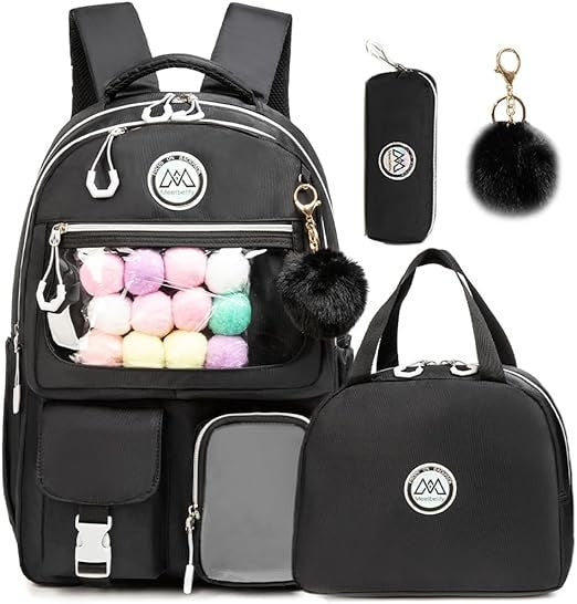 Mochila Meetbelify para Meninas Mochila Estética para Estudantes do Ensino Fundamental Adolescentes Meninas