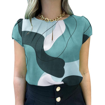 ZANZEA Women Summer Blouse Bohemain Holiday Shirt Fashion Short Sleeve Printed Tops Tunic Female Elegant Work Party Blusas Mujer