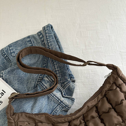 2025 New Quilted Puffer Shoulder Bag for Women Large Capacity Tote Sling Bag Fashion Casual Crossbody Satchel Bag Female Handbag