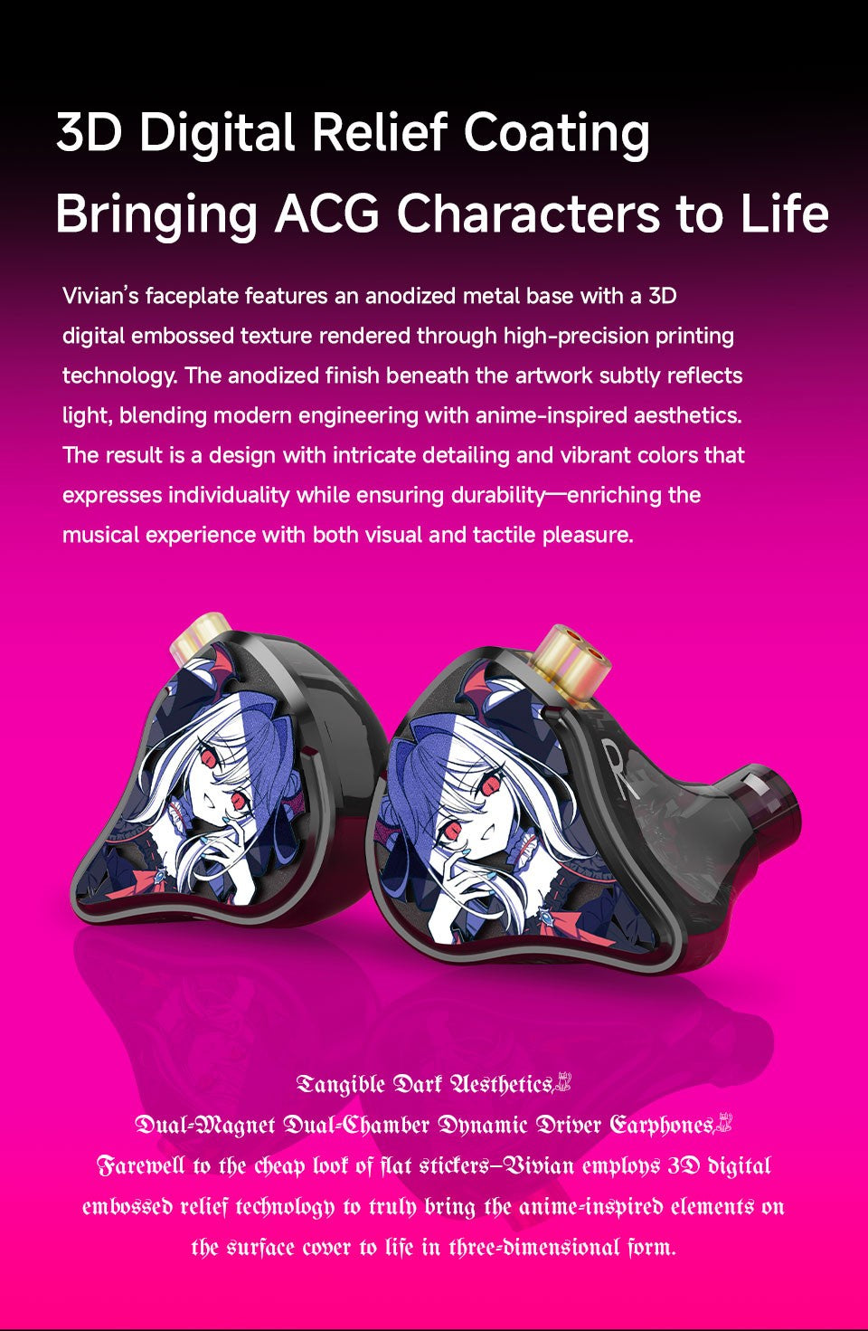 Fone de Ouvido Intra-auricular CVJ Vivian com Driver Dinâmico de 10mm adequado para Música e Jogos Cabo Removível de 0,78mm Qualidade de Som HiFi