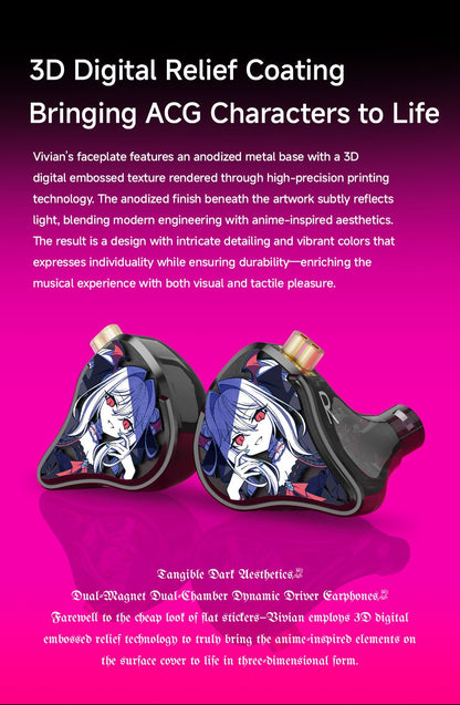 Fone de Ouvido Intra-auricular CVJ Vivian com Driver Dinâmico de 10mm adequado para Música e Jogos Cabo Removível de 0,78mm Qualidade de Som HiFi