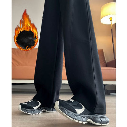Winter Lady Hot Sale High Waist Thermal Plush Pants Women Chic Straight Leg Fleece Trousers Girls Snow Warm Casual Pants