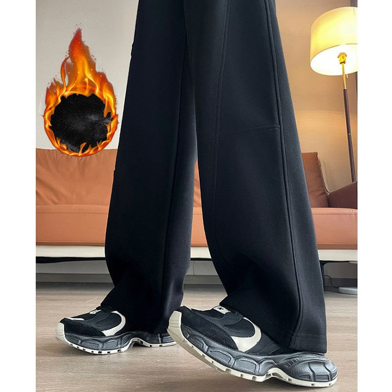 Winter Lady Hot Sale High Waist Thermal Plush Pants Women Chic Straight Leg Fleece Trousers Girls Snow Warm Casual Pants