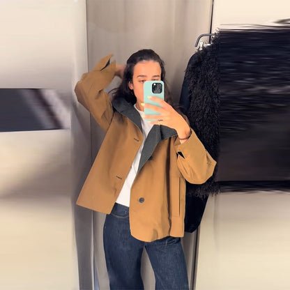 ? Fashion Double Sided Solid Jacket Women Lapel Collar Single Breasted Long Sleeve Coats 2025 Autumn New Lady Utility Outerwear