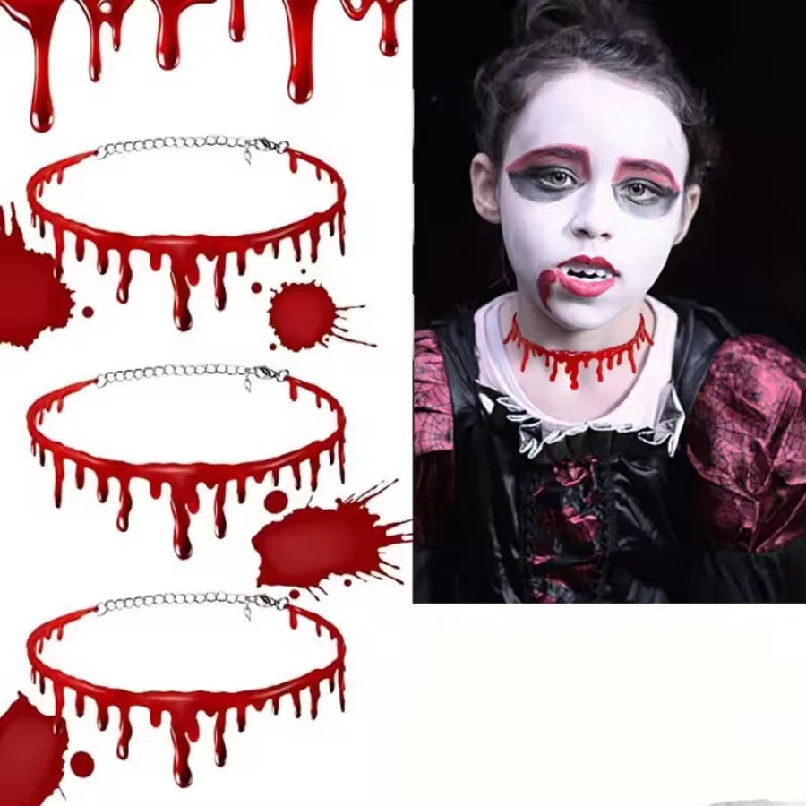 Halloween Decoration Horror Blooddrop Necklace Fake Blood Vampire Fancy Bloody Necklace Female Necklace Fear Blooddrop Necklace