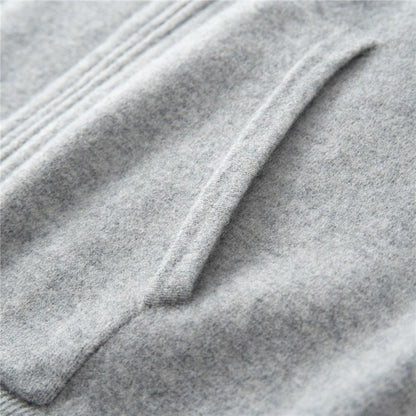 Autumn Winter Thickened Warm 100% Pure Wool Vest Men's Vest with Hood Zipper Cardigan Casual Pocket Sweater Jacket