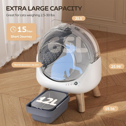 Caixa de Areia Autolimpante, Caixa Sanitária Automática para Gatos Múltiplos, Robô com Controle por Aplicativo, Proteção Dupla Inteligente