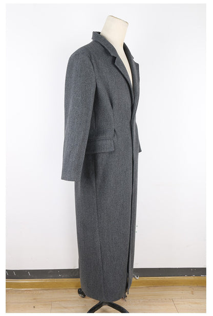 Mauroicardi Autumn Winter Extra Long Warm Black Loose Casual Wool Blends Coat Men Luxury Floor Length Overcoat Korean Fashion