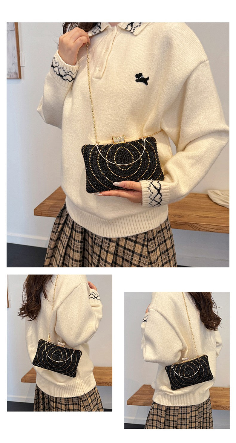 Luxury Women's Evening Bag Sparkling Rhinestone Handbag Fashion Chain Crossbody Bag Elegant Wedding Dress Party Banquet Clutch