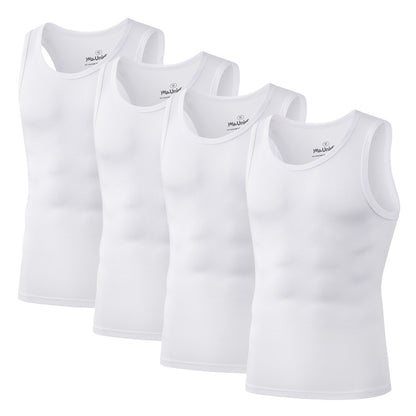 4Pcs/Pack Man Sleeveless T-shirt Solid Color Men's Tank Top Bamboo Fiber Undershirts Men Vest Suitable wear inside or outside