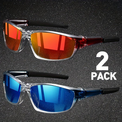2pairs Sports Polarized Sunglasses for Men Lightweight Night Vision Male Shades Cycling Driving Fishing Fashion Mirror Sunglass