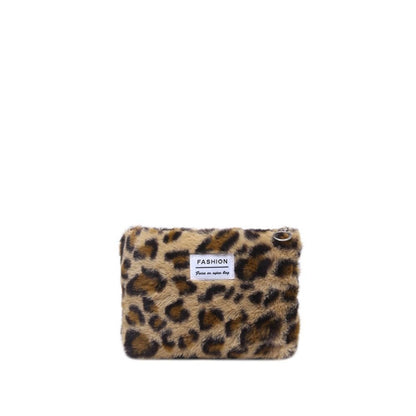 INS Style Canvas Sanitary Mat Bag Leopard Change Purse Coins Keys Wallet Zipper Design Credit Card Holder Cosmetics Napkin