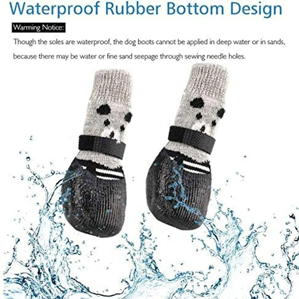 Sapatos Meias Para Cães E Gatos Pet Outono Inverno Impermeáveis Meias De Borracha Antiderrapantes Para Cães Botas De Chuva De Neve Para Cães Meias De Malha Quentes Para Cães