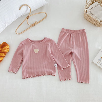 Cute Lovely Girls 2025 Autumn Pajama Set Korean Style Homewear 2 Piece Outfit Warm Long Sleeve Kids Sleepwear