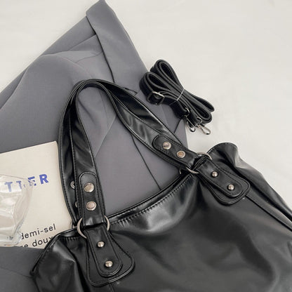 Retro Brand Roomy Shoulder Bag Female Luxury Solid Color Classic Crossbody Bag Large Capacity Style Soft PU Leather Tote Bag