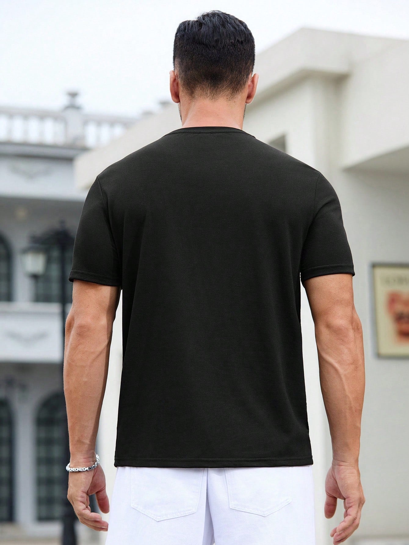 Summer Men black T-shirt Short sleeve Solid T shirts  Short Sleeve T Shirt Fashion Soft Black Tee  Clothing Tops