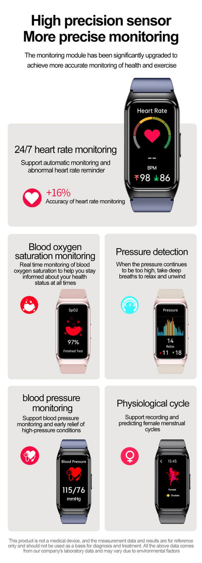 ECG+PPG Smart Watch Health Monitoring Blood Pressure Uric Acid Blood Fat bracelet Bluetooth Call Reminder Waterproof SmartWatch