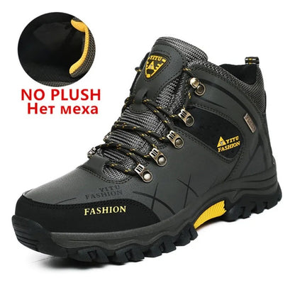 Botas de Neve Masculinas de Inverno Impermeáveis de Couro Tênis Super Quentes Botas Masculinas Botas de Caminhada ao Ar Livre Sapatos de Trabalho Tamanho 39-47