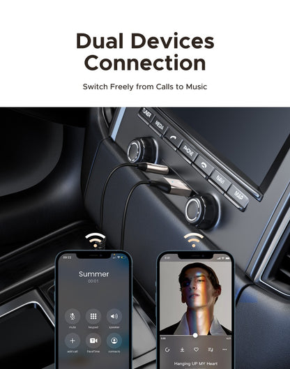 UGREEN Bluetooth 6.0 5.4  Aux Wireless Car Bluetooth USB to 3.5mm Jack Audio Mic Handsfree Adapter for Car Speaker