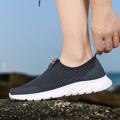 Tênis Masculino YRZL Respirável em Mesh, Casual, Antiderrapante para Uso Externo, Tamanho Grande, Loafer Leve para Caminhada, Calçado Masculino de Tênis