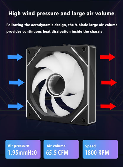 ICE Whale WX-2 Wire-Splicing PC Case Cooling Fan ARGB Mirror Cycle Light Effect 600-1800RPM PWM Water Cooling 360mm Cooler Fan