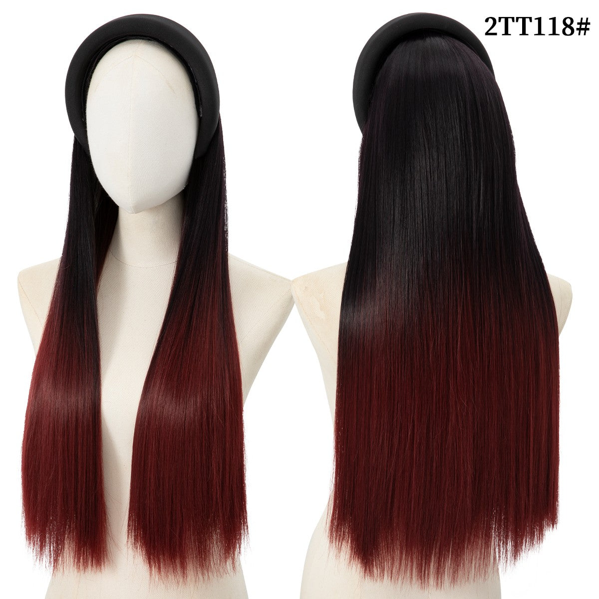 Peruca de Cabelo Sintético Longo Ondulado com Faixa Feminina Ombré Castanho Preto Loiro Cosplay Natural Resistente ao Calor Meia Peruca para Mulheres