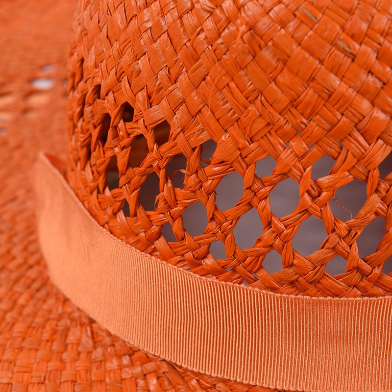 Straw hat women summer Large eaves beach vacation photo sunscreen straw hat personality European style foldable beach hat