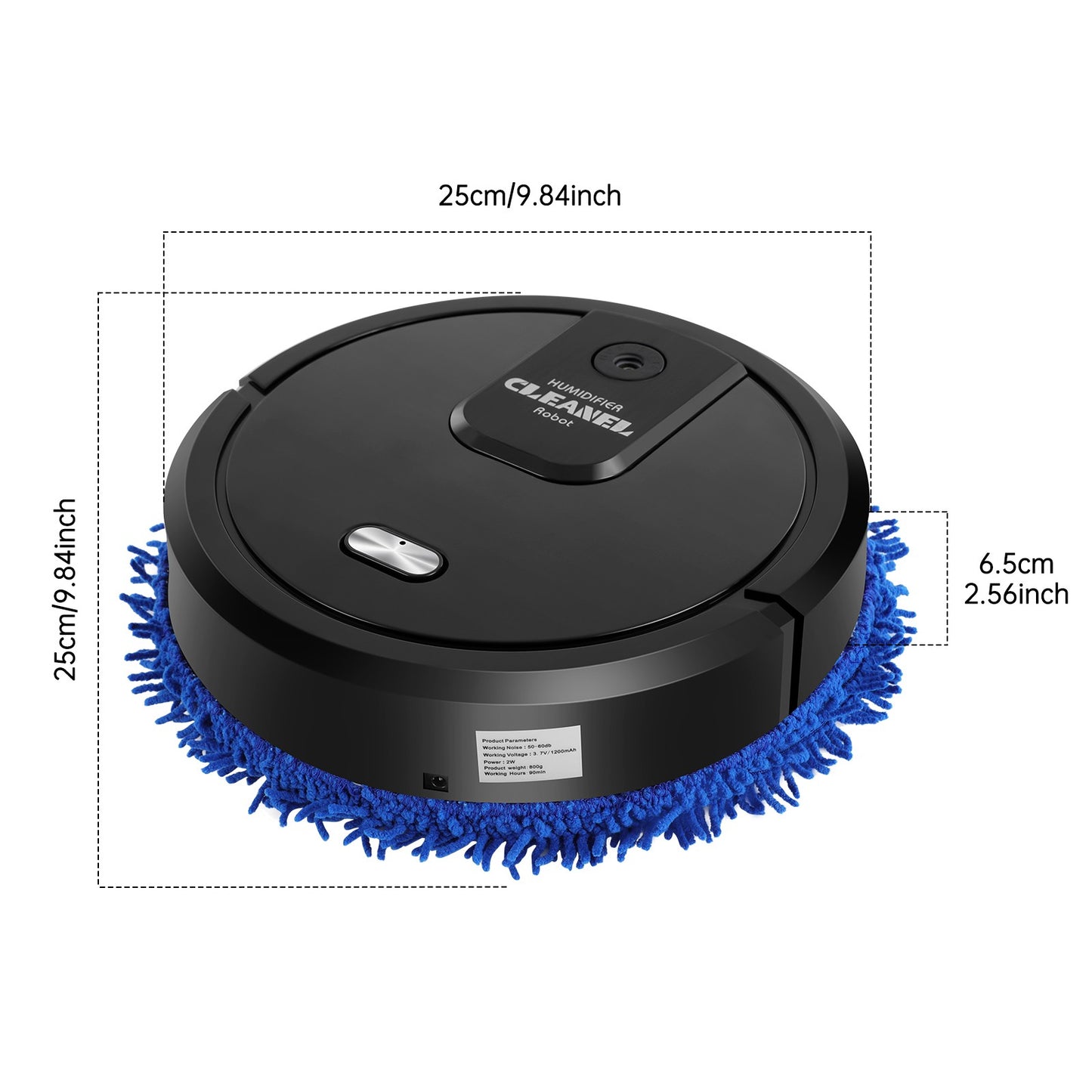 Intelligent Mop Robot - 2 in 1 Wet and Dry Robot for Wooden and Tile Floors, Quiet (60 dB), 30 Minutes Operating Time