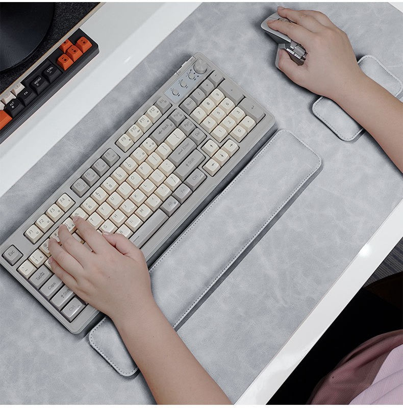 Mouse Pad de Mesa PU à Prova d'Água Grande Mousepad para Notebook Tapete de Mesa Antiderrapante Tapetes para Teclado Tapete de Mouse, protetor de pulso para mouse três peças