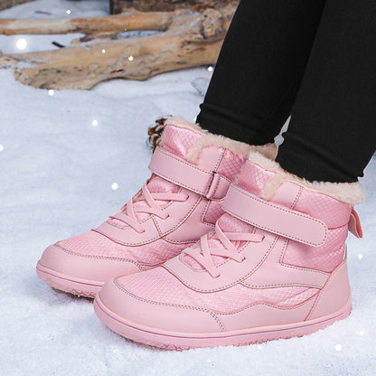 New Children's wide toe barefoot snow boots Little/Big/Kid Wide Toe Minimalist Sneakers Girls waterproof high-top cotton shoes