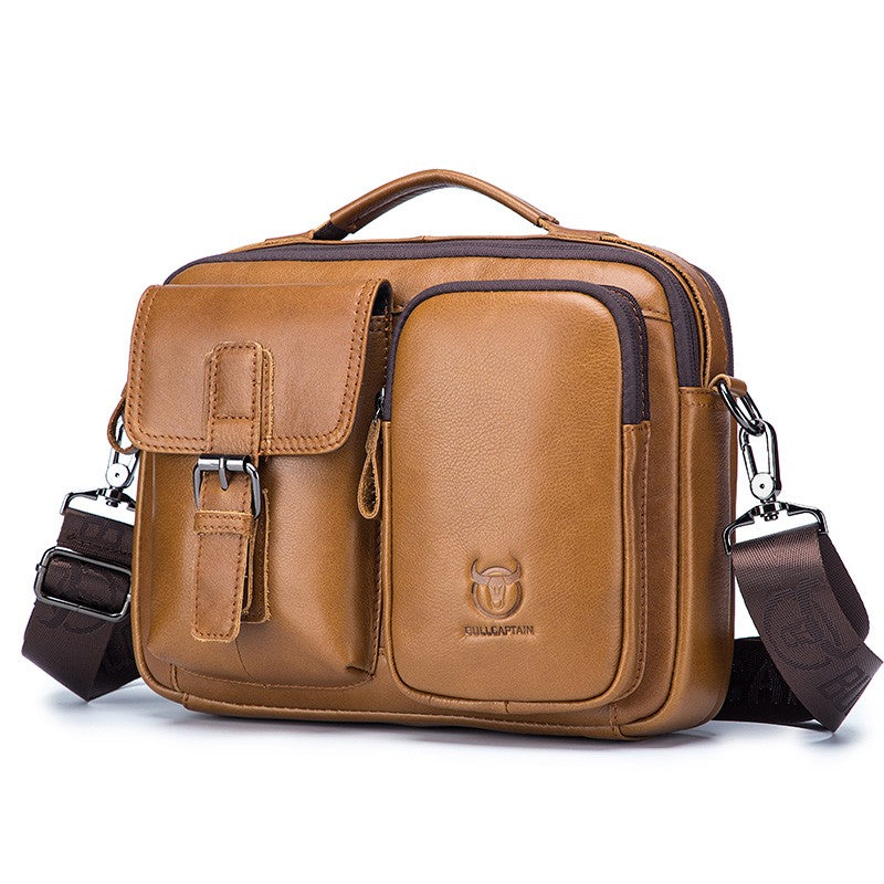 BULLCAPTAIN New Genuine Leather Men Crossbody Bag Male Briefcase Messenger Bag Casual Business Briefcase Style Men Shoulder Bag