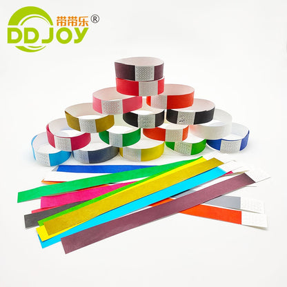 100pcs Colorful Neon Paper Wristbands Mixed Multicolor Waterproof Bracelet charms for Events Festivals,non-custom