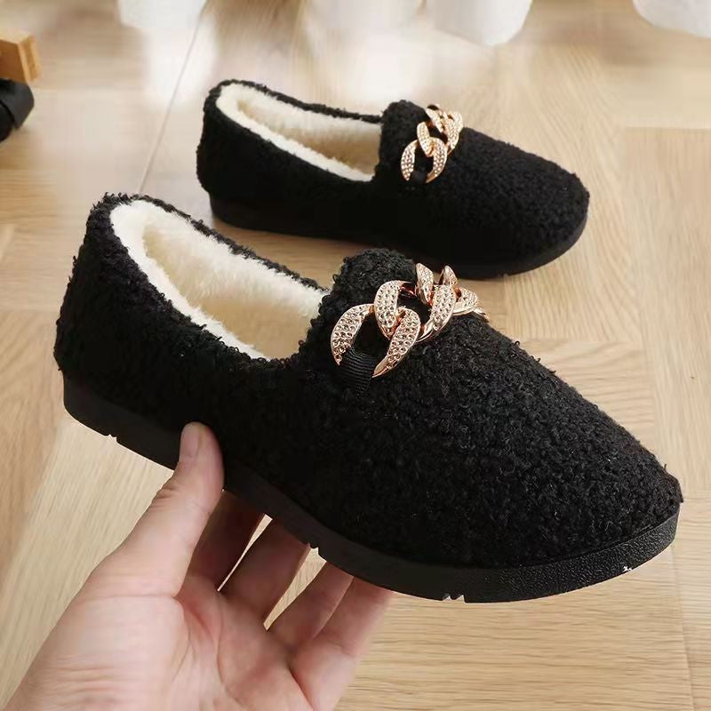 Womens Winter Slippers Warm Short Plush House Shoes Laides Slip on Moccassins Fashion Lady Flats Loafers Non Slip